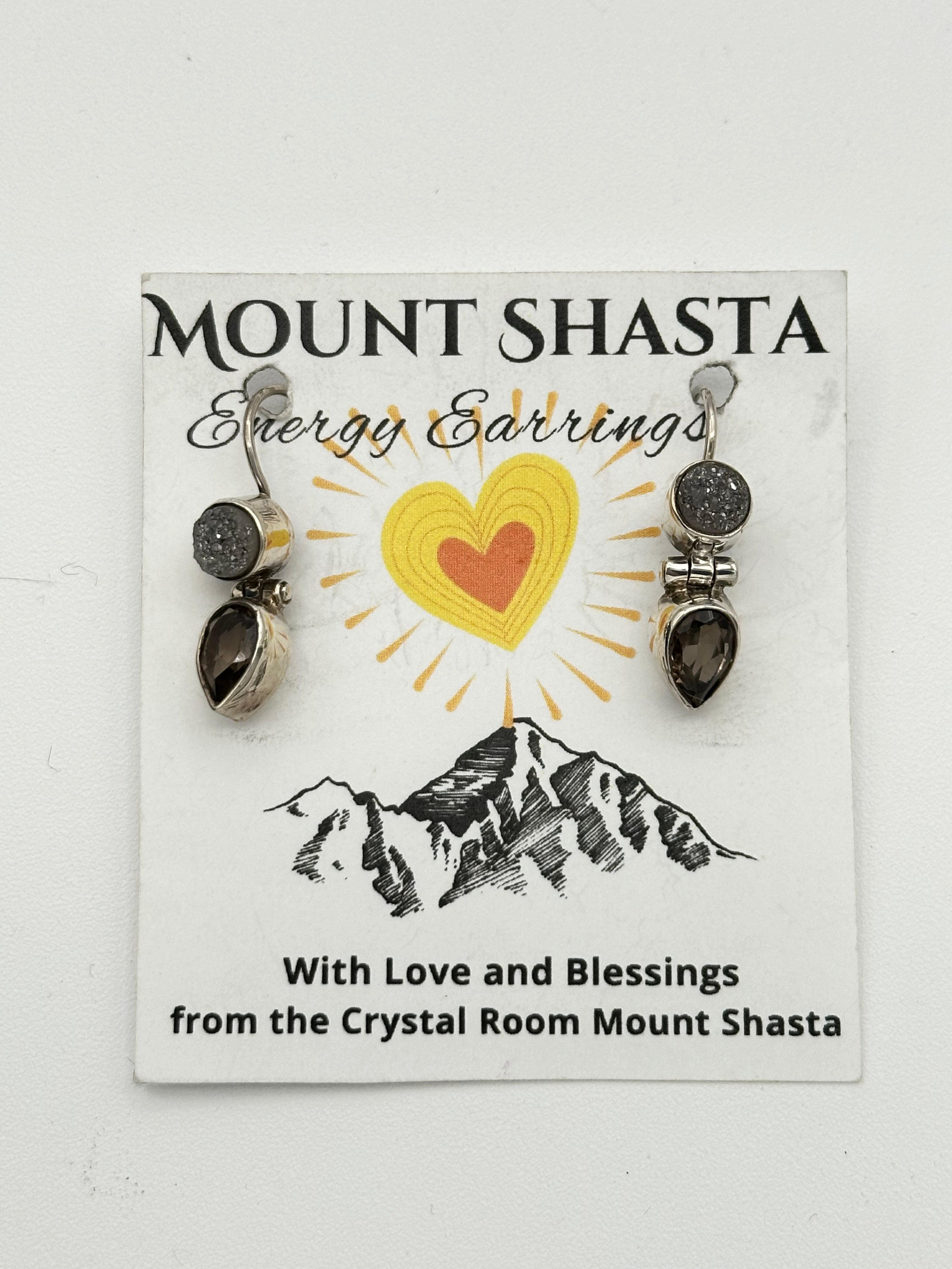Druzy and Smoky Quartz Energy Earrings