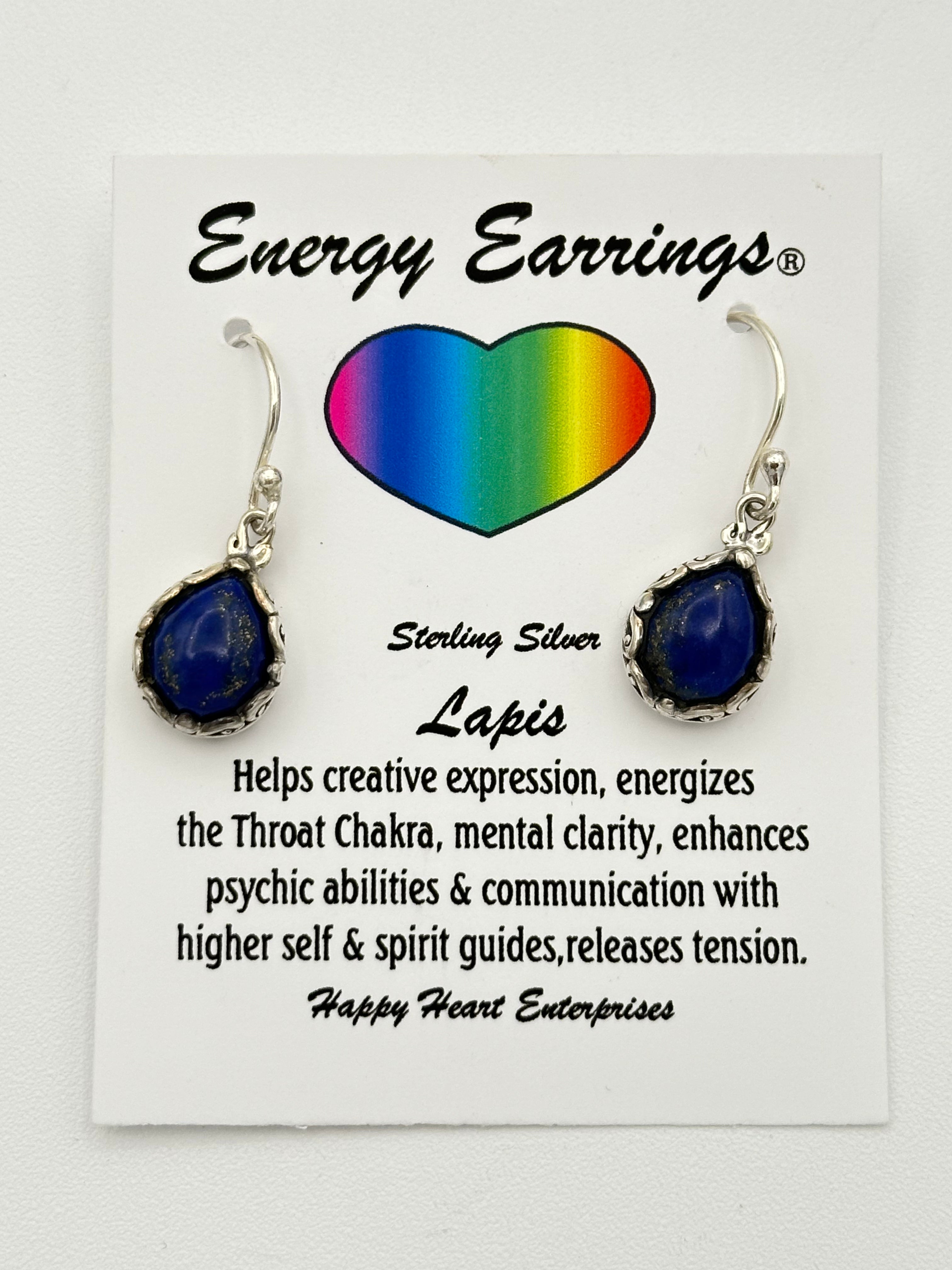 Lapis Droplet Energy Earrings